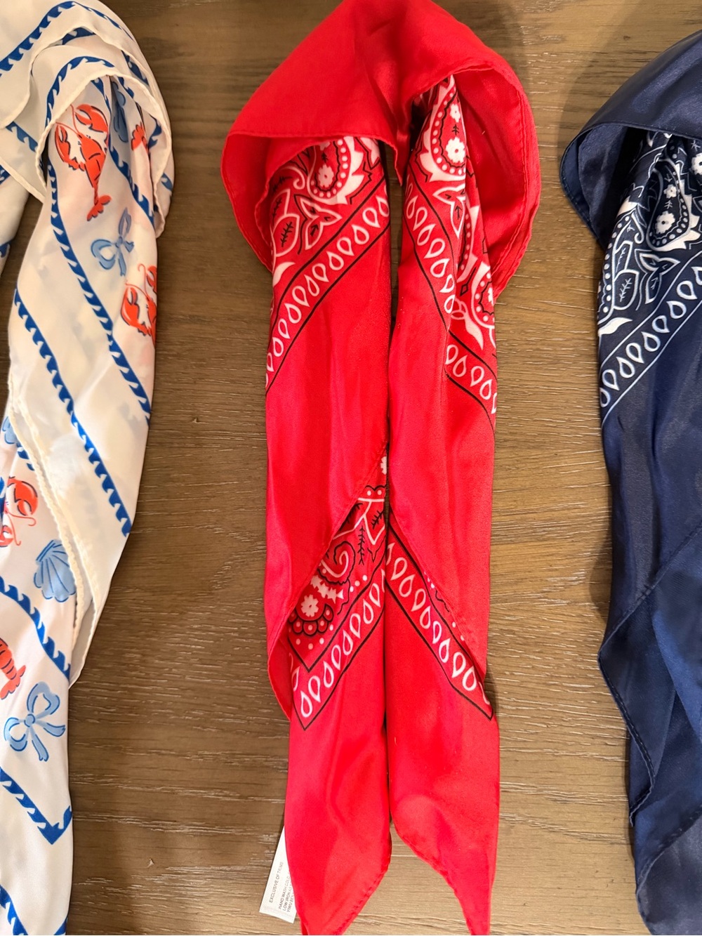 Bag Scarves - Red, White & Blue. Traditional bandana paisley. Striped. Lobster 🦞 - Picture 4 of 6